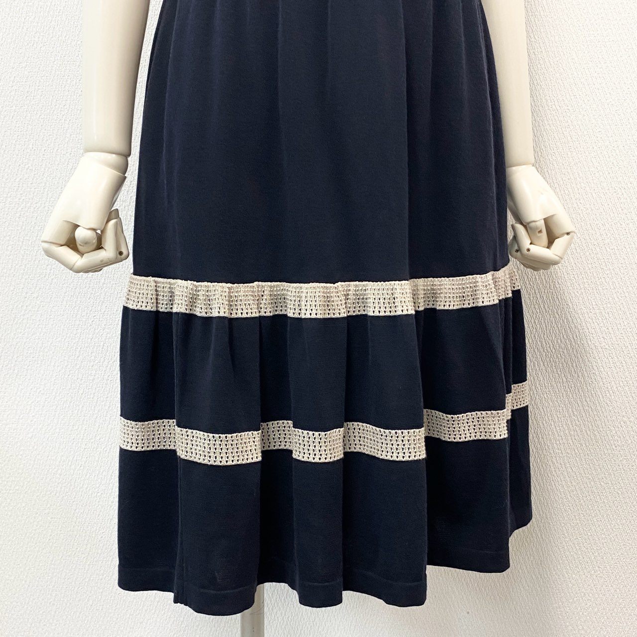 69k20 FOXEY フォクシー Garlara Dress ノースリーブニットドレス ワンピース 35851 38 ミッドナイトブルー 日本製