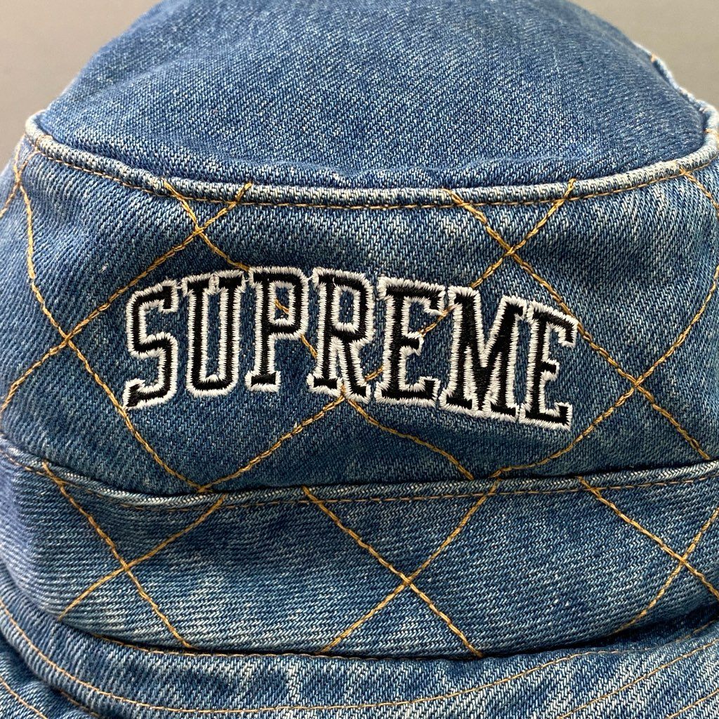 8d5 Supreme シュプリーム Diamond Stitch Crusher Hat バケットハット クラッシャーハット ブランドロゴ コットン100% M/L ブルー コットン100%
