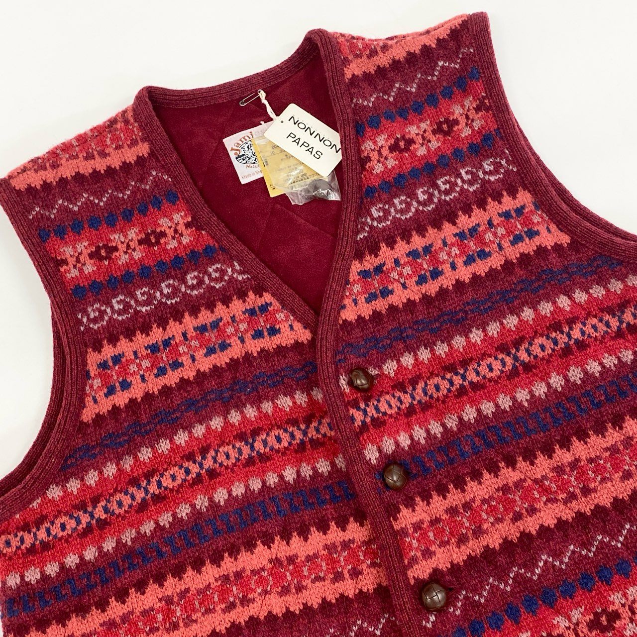 75f24 《極美品》定価¥73.290 Jamieson’s ジャミーソンズ Papas パパス ウールベスト F レッド 日本製