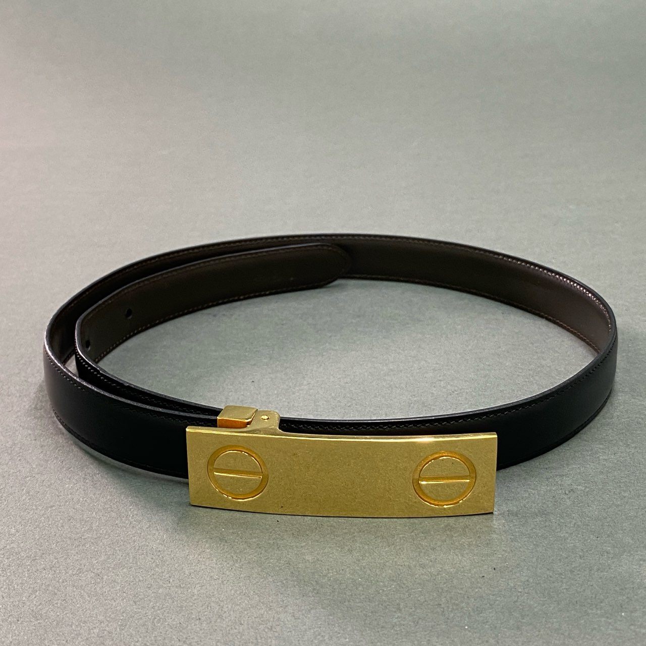 f8 Cartier カルティエ ラブベルト ゴールド金具 68.5-75 ブラック レザー アクセサリー レディース 小物