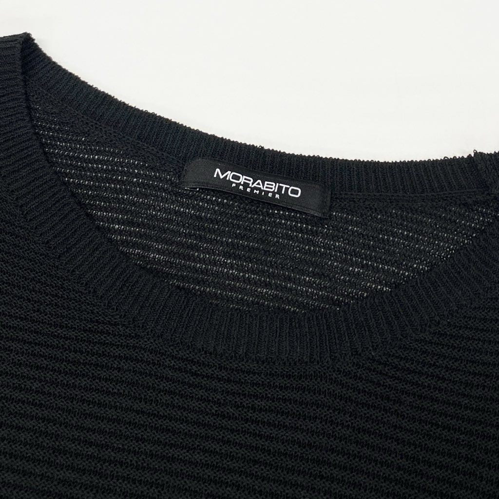 4f7 【新品】 定価5.9万円 MORABITO モラビト かぎ編みニット 春夏秋3シーズン ニットブラウス サイズ38 ブラック レディース 女性用