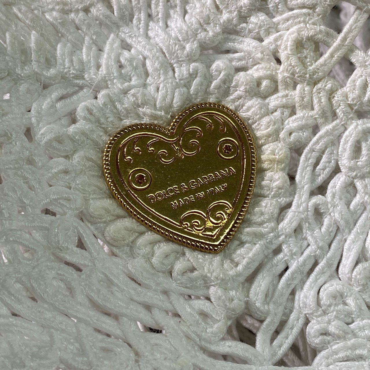 Aa8 DOLCE&GABBANA ドルチェアンドガッバーナ Beatrice ベアトリーチェ コードレスエンブロイダリー 刺繍 トートバッグ ハートモチーフ ホワイト