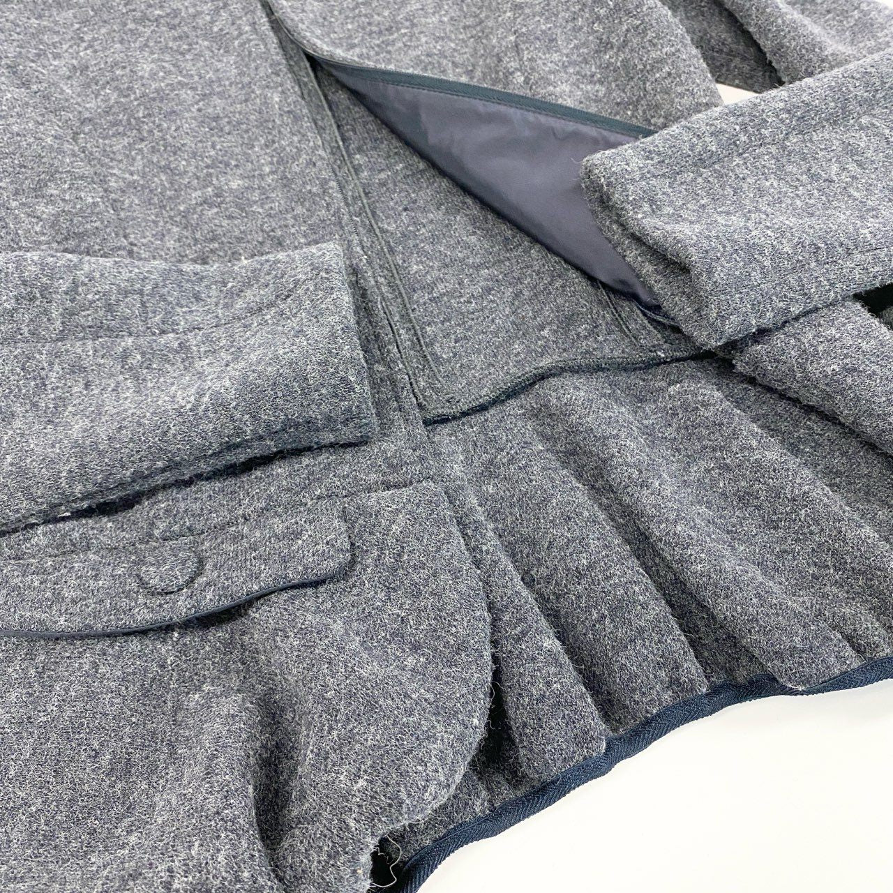 5i12 EMPORIO ARMANI エンポリオアルマーニ ジップアップ ウールジャケット フリルブルゾン 40 グレー レディースu02t