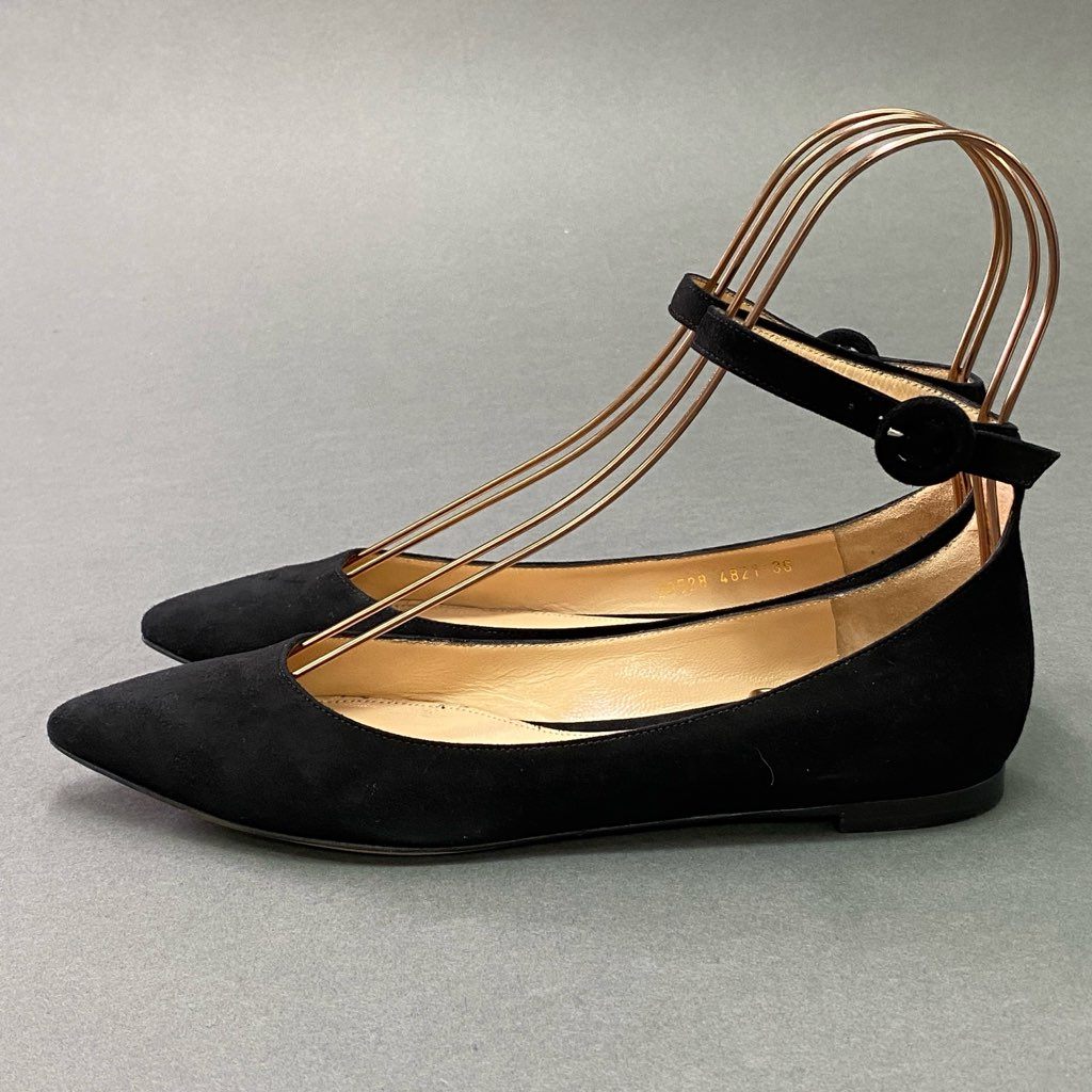 7d7 Gianvito Rossi ジャンヴィトロッシ フラットパンプス ストラップベルト シューズ バレエシューズ SOFIA FLAT イタリア製 36 ブラック