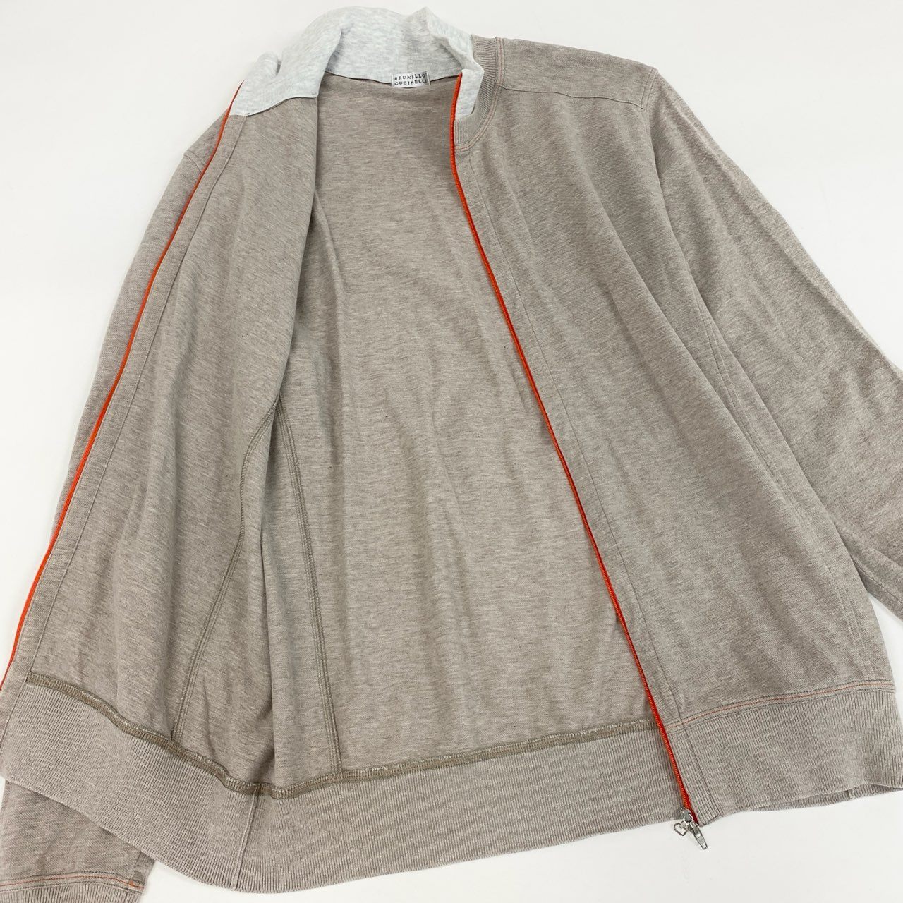 27F25 BRUNELLO CUCINELLI ブルネロクチネリ イタリア製 ダブルジップ レイヤードデザイン ジャケット トップス ドライバーズ 15 ベージュ グレー メンズ