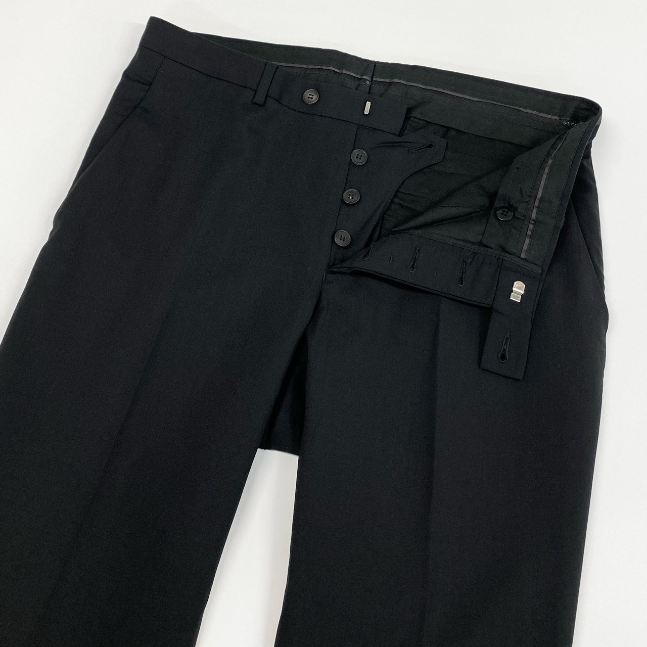 65i29 イタリア製 GUCCI グッチ シングルスーツ セットアップ ビジネス サイズ48 ブラック ウールポリウレタン メンズ オールドk02i
