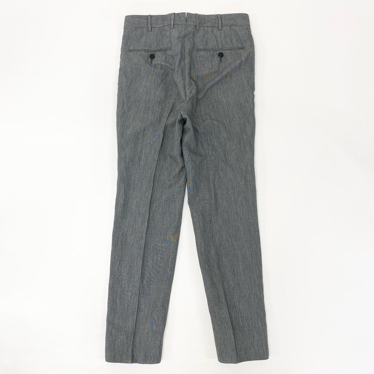 22i16《美品》 Ermenegildo Zegna エルメネジルドゼニア サマースラックス テーパードパンツ ボトムス スリムフィット 44 グレー シルクリネン メンズu02t