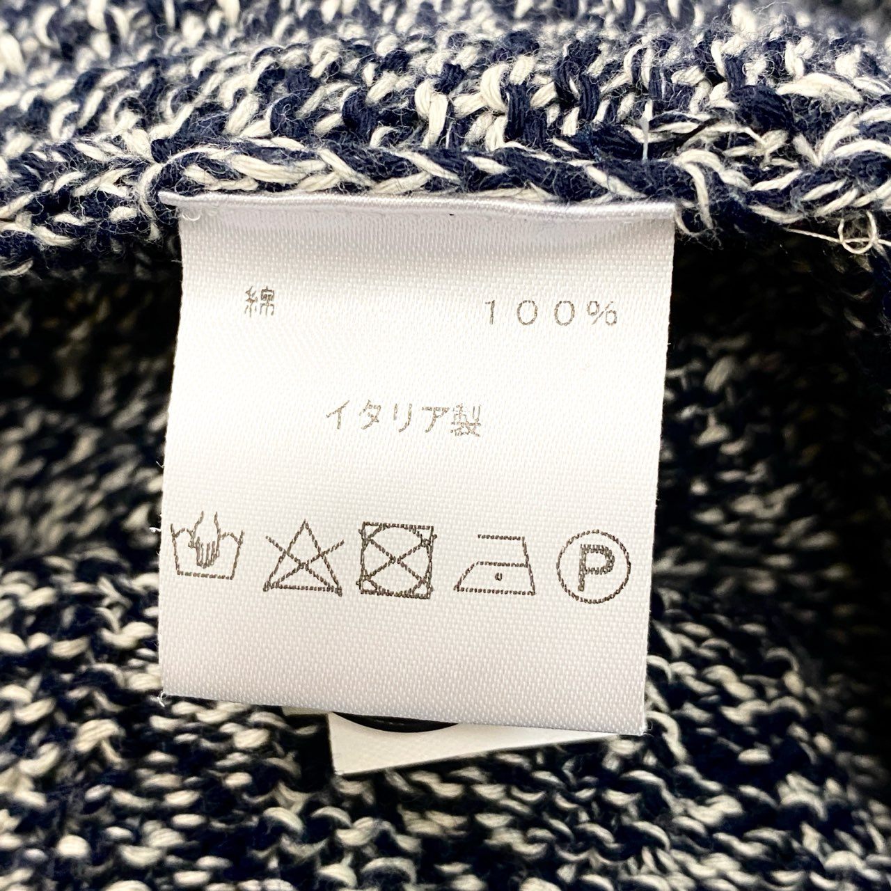 5c6 【イタリア製】LUIGI BORRELLI ルイジボレッリ コットンニット ニットジャケット サイズ50 ネイビー コットン ミドルゲージ メンズ 羽織k02i