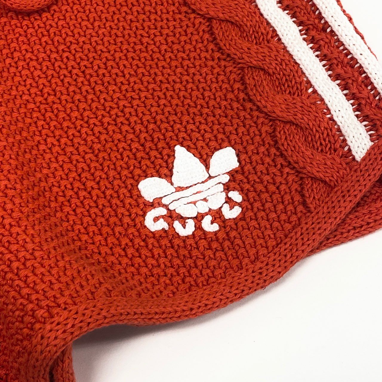 47b28 【新品タグ付き】 GUCCI × adidas グッチ アディダス ニットショートパンツ ハーフパンツ ロゴ刺繍 3本ライン 693835 サイズXS レッド レディース
