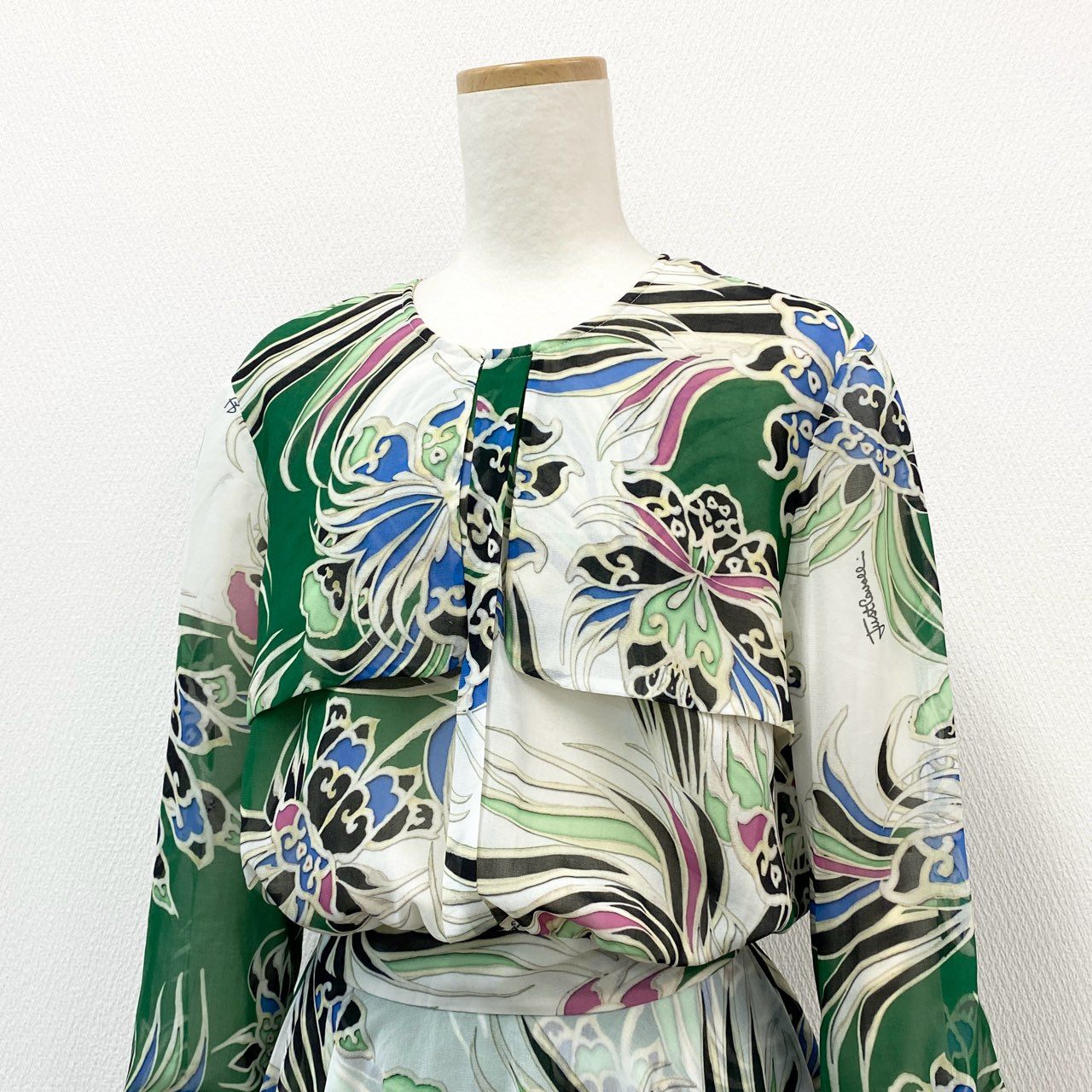 13f7 just cavalli ジャストカヴァリ シアーワンピース 長袖ワンピース 花柄 ボタニカル サイズ40 マルチカラー レディース レディース
