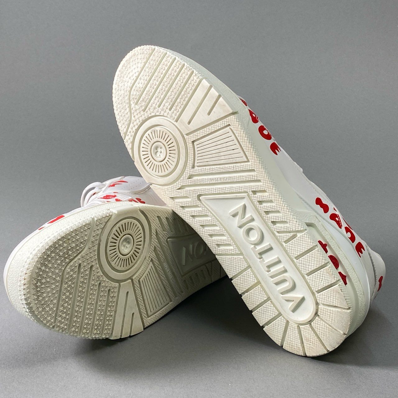 1i4 《美品》 LOUIS VUITTON ルイヴィトン × NIGO LV トレイナー ライン スニーカー 7 ホワイト レッド シューズ 紳士靴t18r