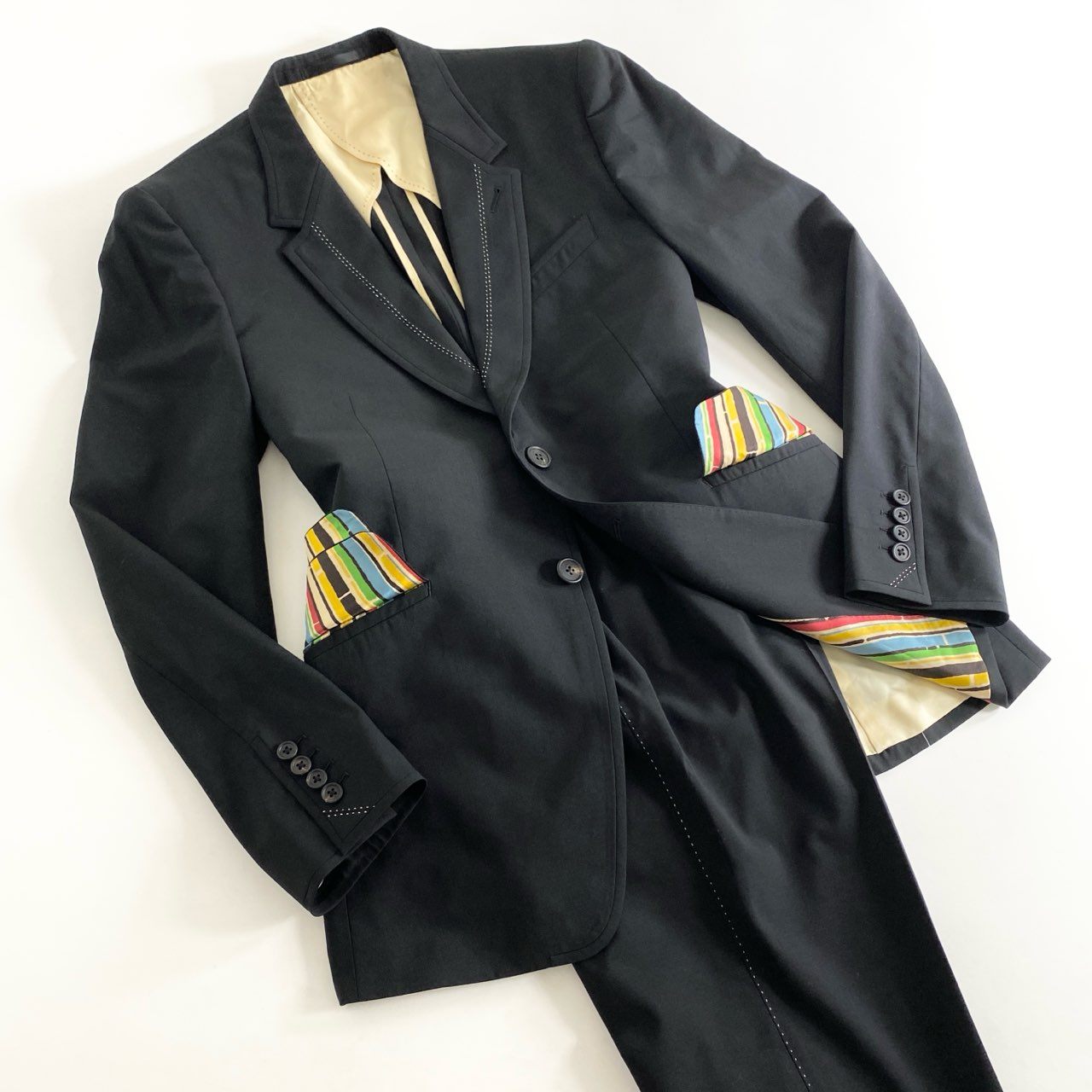 25h9 Paul Smith ポールスミス スーツ セットアップ L ブラック ビジネス フォーマル 紳士服 ブレザー