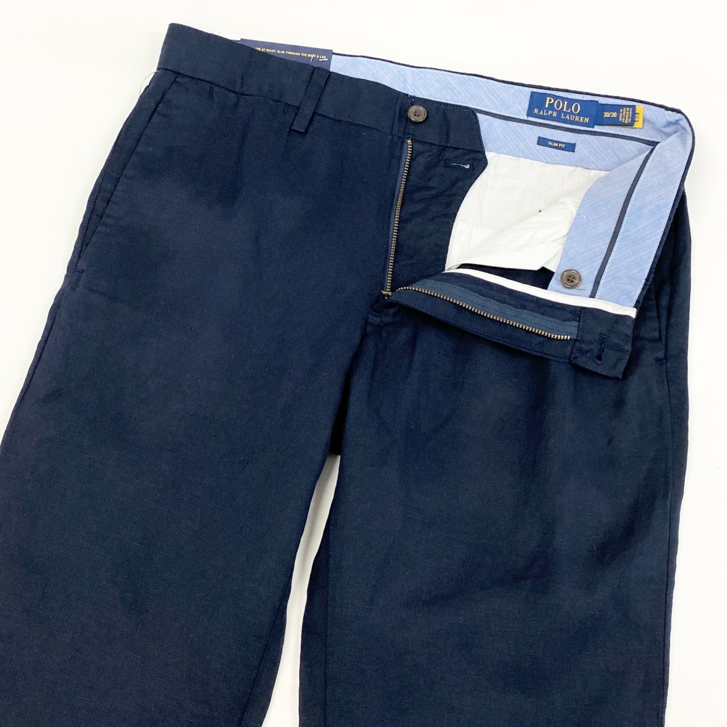 30h29 《極美品》POLO RALPH LAUREN ポロラルフローレン SLIM FIT スリムフィット リネンパンツ パンツ ボトムス 30W 30L ネイビー メンズ 男性用u02t
