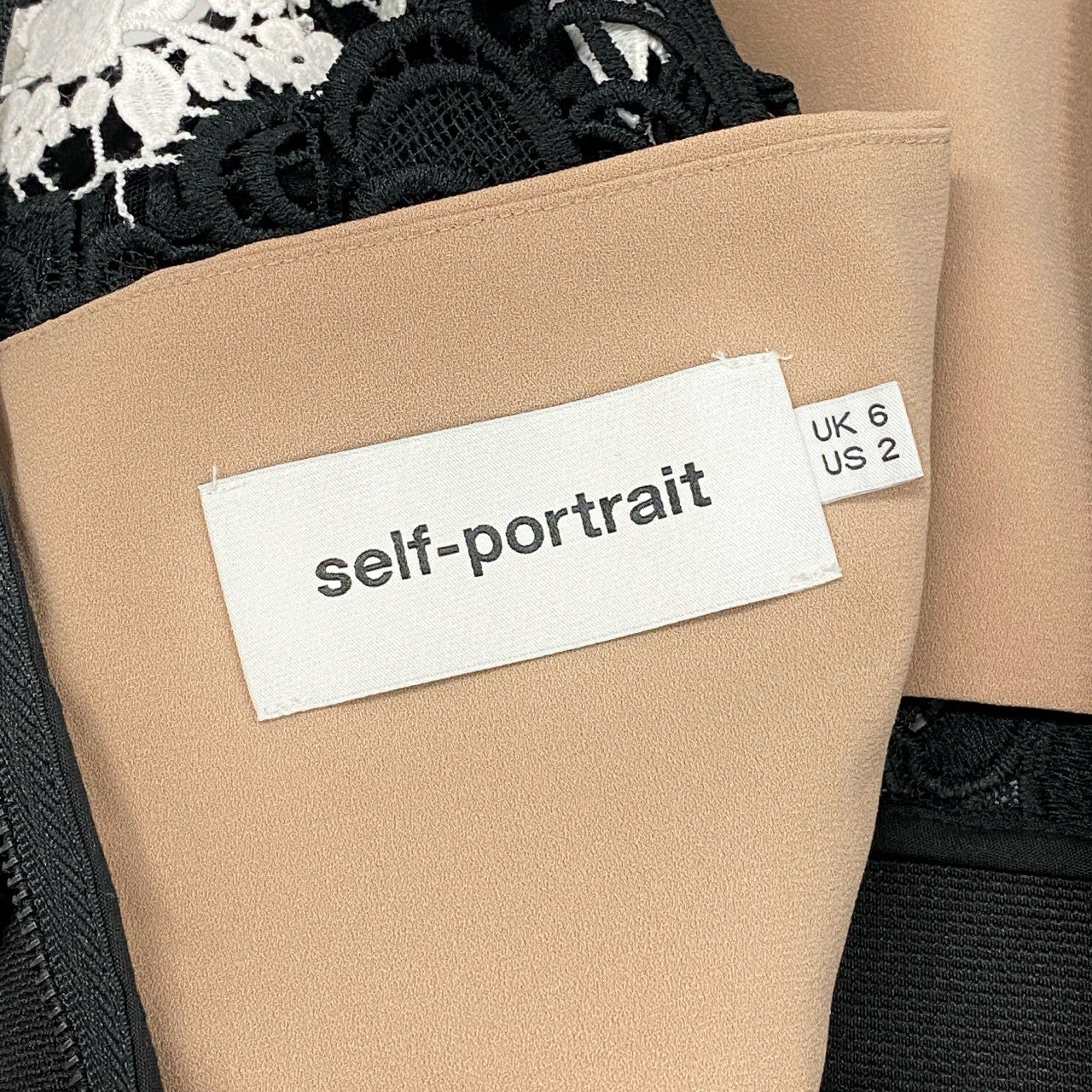 42h22《極美品》self-portrait セルフポートレイト 長袖ワンピース パーティー ドレス フローラルレース メッシュ 6サイズ ブラック ホワイト レディース 女性用k02i