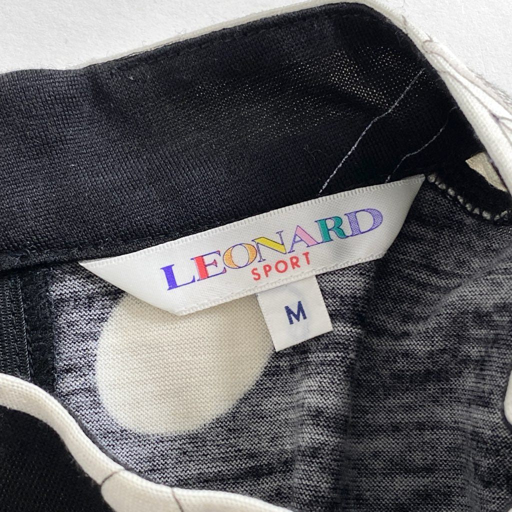 59e20 LEONARD SPORT レオナール スポーツ ハイゲージ 半袖ニット セーター 美しい花柄 サイズM ブラック ウール レディース 日本製 秋