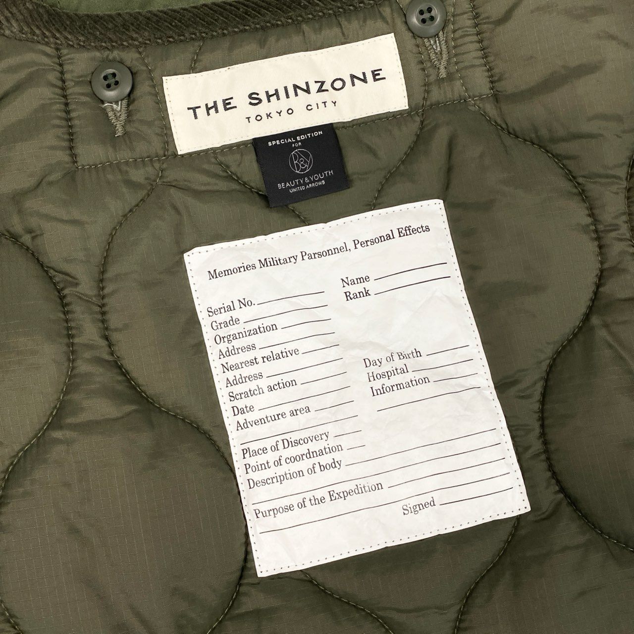 4l16 THE SHINZONE ザ シンゾーン ビューティー&ユース ユナイテッドアローズ PARK PARKA パークパーカー モッズコート 3way サイズFO カーキグリーン レディース