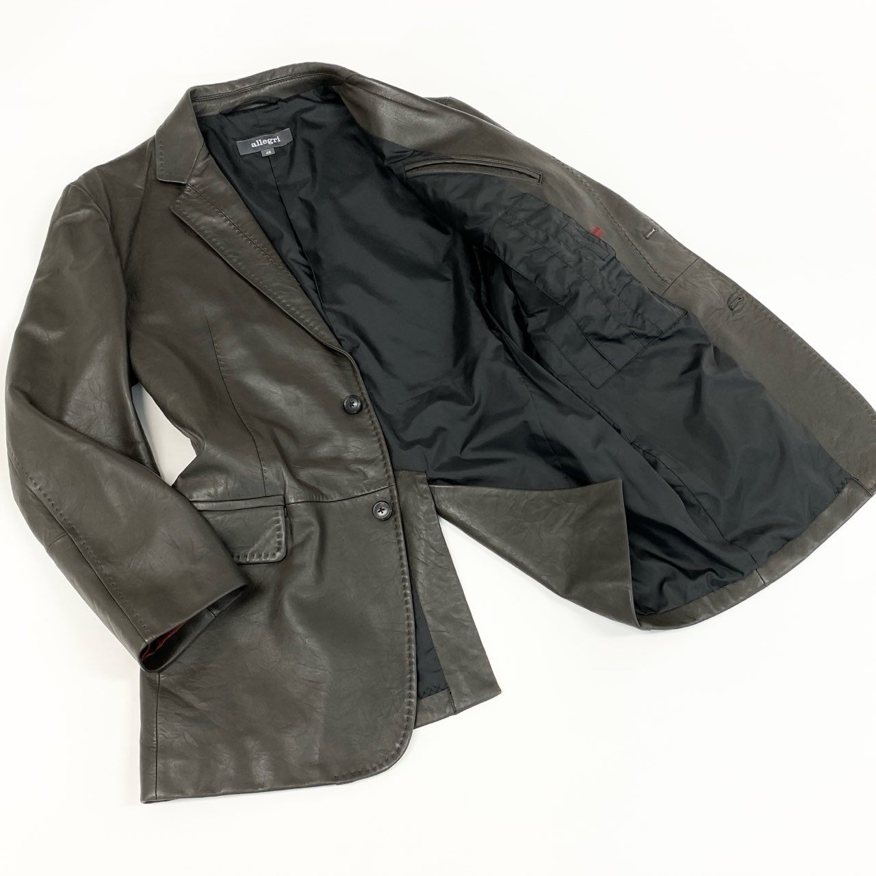 37f24 allegri アレグリ テーラードジャケット 革ジャン レザージャケット 羊革 ラムレザー メンズジャケット 男性用 4FR27-522-07 48 L ブラウン