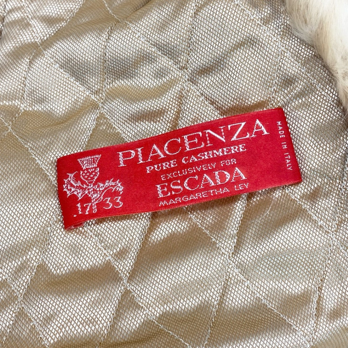 47e9 ESCADA エスカーダ カシミヤ リスファー ロングコート リアルファーコート 毛皮 34 ベージュ系 カシミア100%