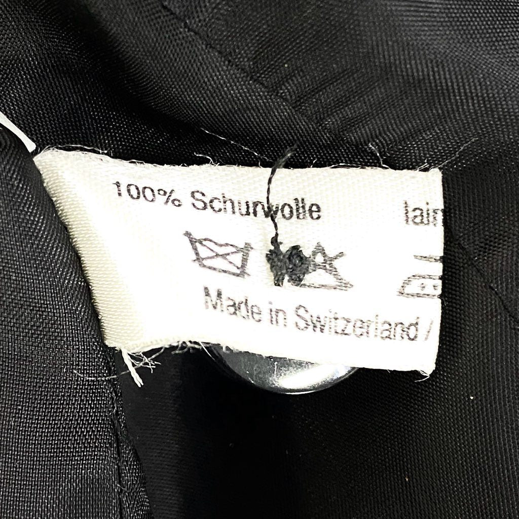 59L15 【美品】AKRIS アクリス ノーカラージャケット ウールジャケット アウター 40サイズ ブラック ホワイト ウール100% レディースu02t