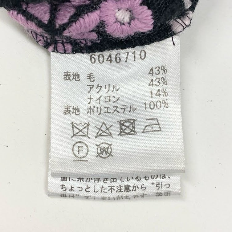 48k2 Rene ルネ TISSUE フラワージャガード ノースリーブ ワンピース ドレス 日本製 6046710 36 ブラック ピンク レディースo07t