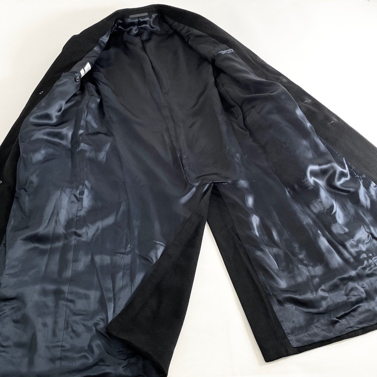85h28 イタリア製 ARMANI COLLEZIONI アルマーニコレッツォーニ カシミヤコート チェスターコート ロングコート サイズ46 ブラック カシミヤ100% メンズ 紳士服