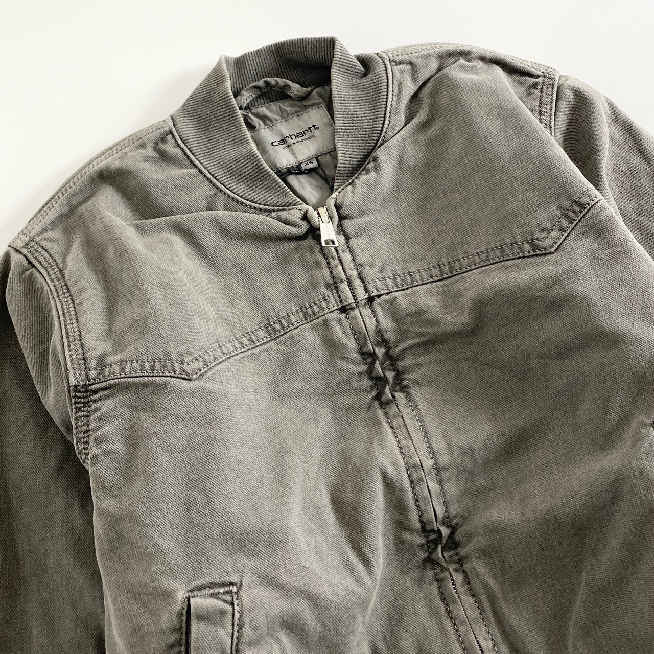 59e12 《未使用保管品》 タグ付 Carhartt WIP カーハート ダブルアイピ― SANTA FE BOMBER サンタフェボンバー ジャケット ブルゾン I030284 XSサイズ ブラック グレー コットン 秋冬