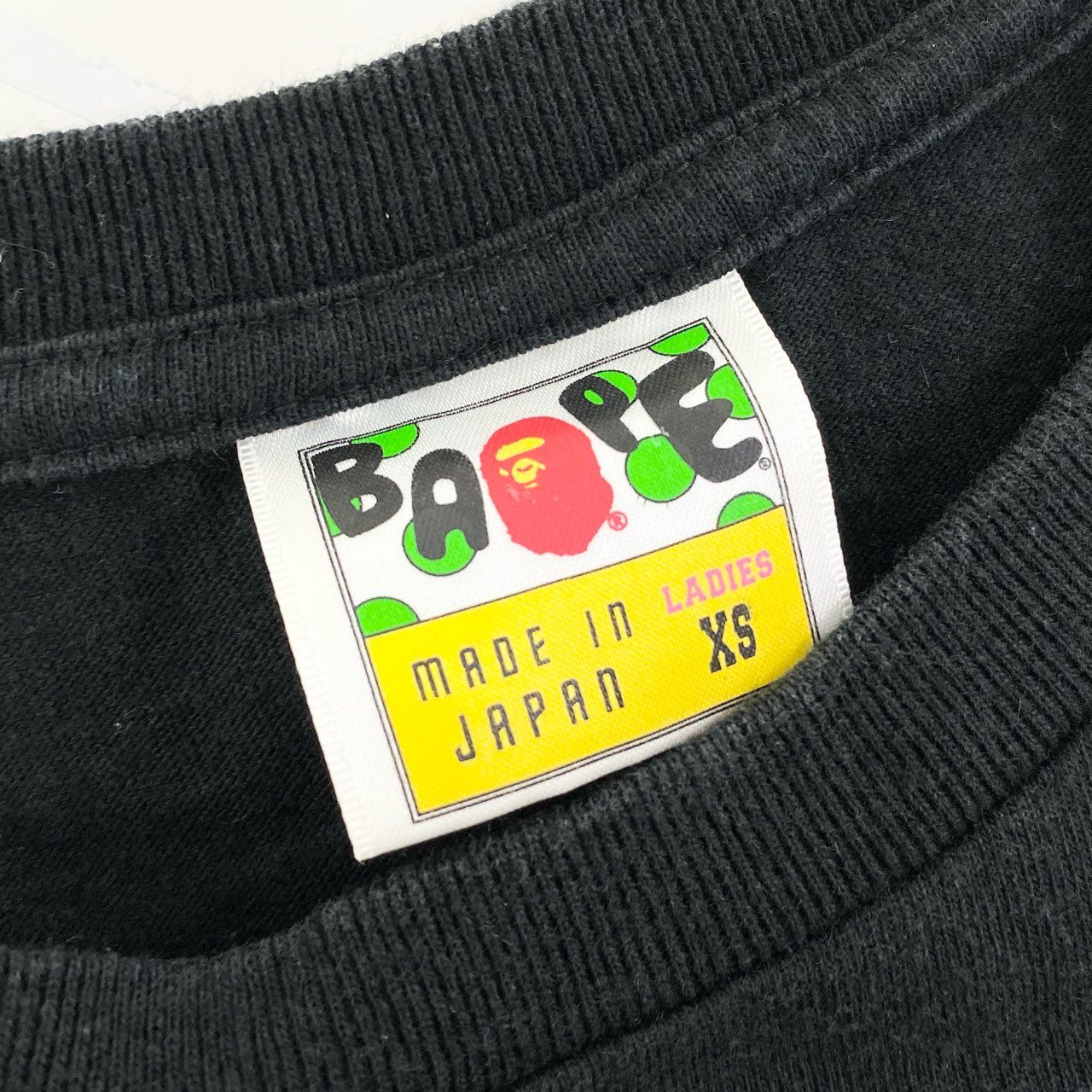 11i16 A BATHING APE ア ベイシング エイプ 半袖 プリント Tシャツ カットソー 日本製 XSサイズ ブラック コットン レディースk02i