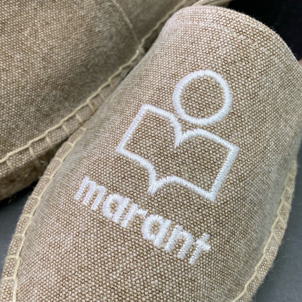 2d14 《美品》 ISABEL MARANT イザベルマラン エスパドリーユ キャンバス ロゴ刺繍 フラットシューズ スリッポン シューズ 38 ベージュ