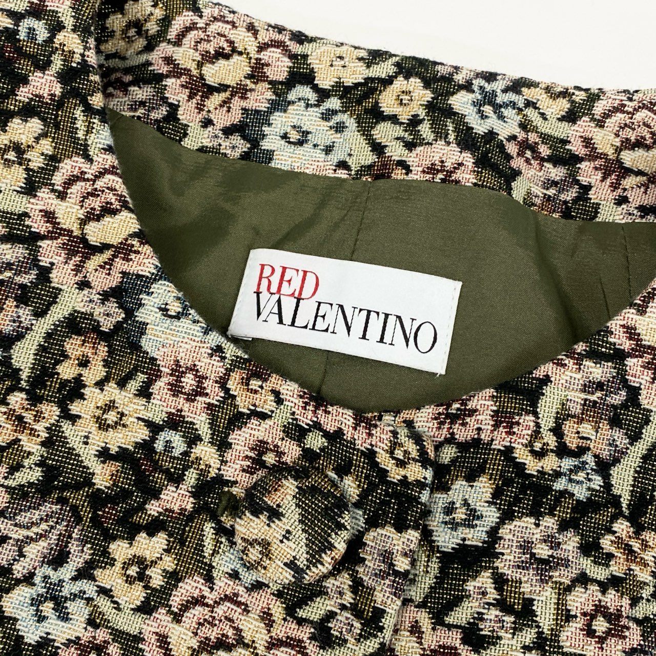 51f2 【美品】 RED VALENTINO レッドヴァレンティノ ゴブラン織り 花柄コート 薄手コート ラメジャガード サイズ42 マルチカラー レディース