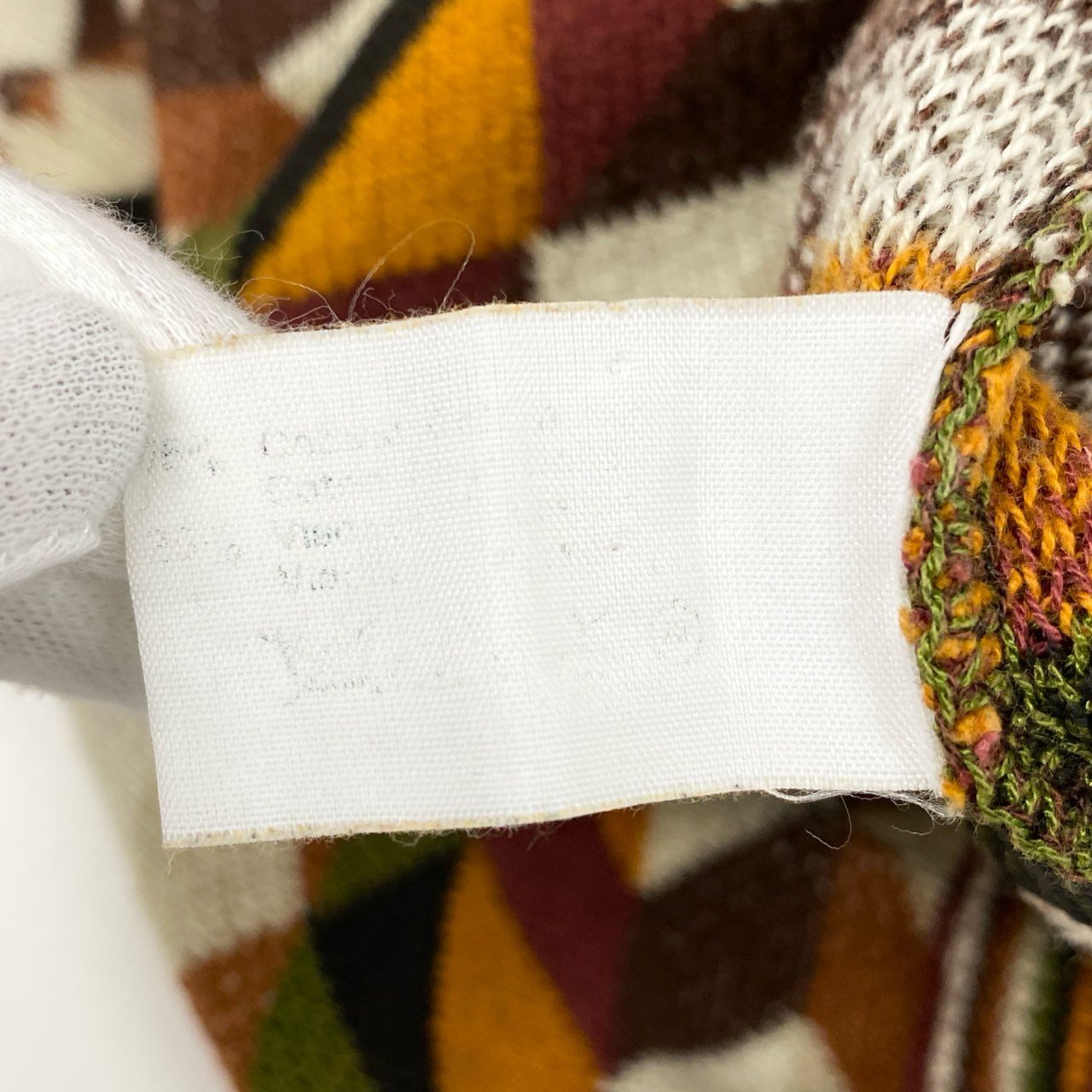 14f12 MISSONI ミッソーニ 幾何学 長袖 サマーニットポロシャツ M 茶系 プルオーバー イタリア製 紳士服
