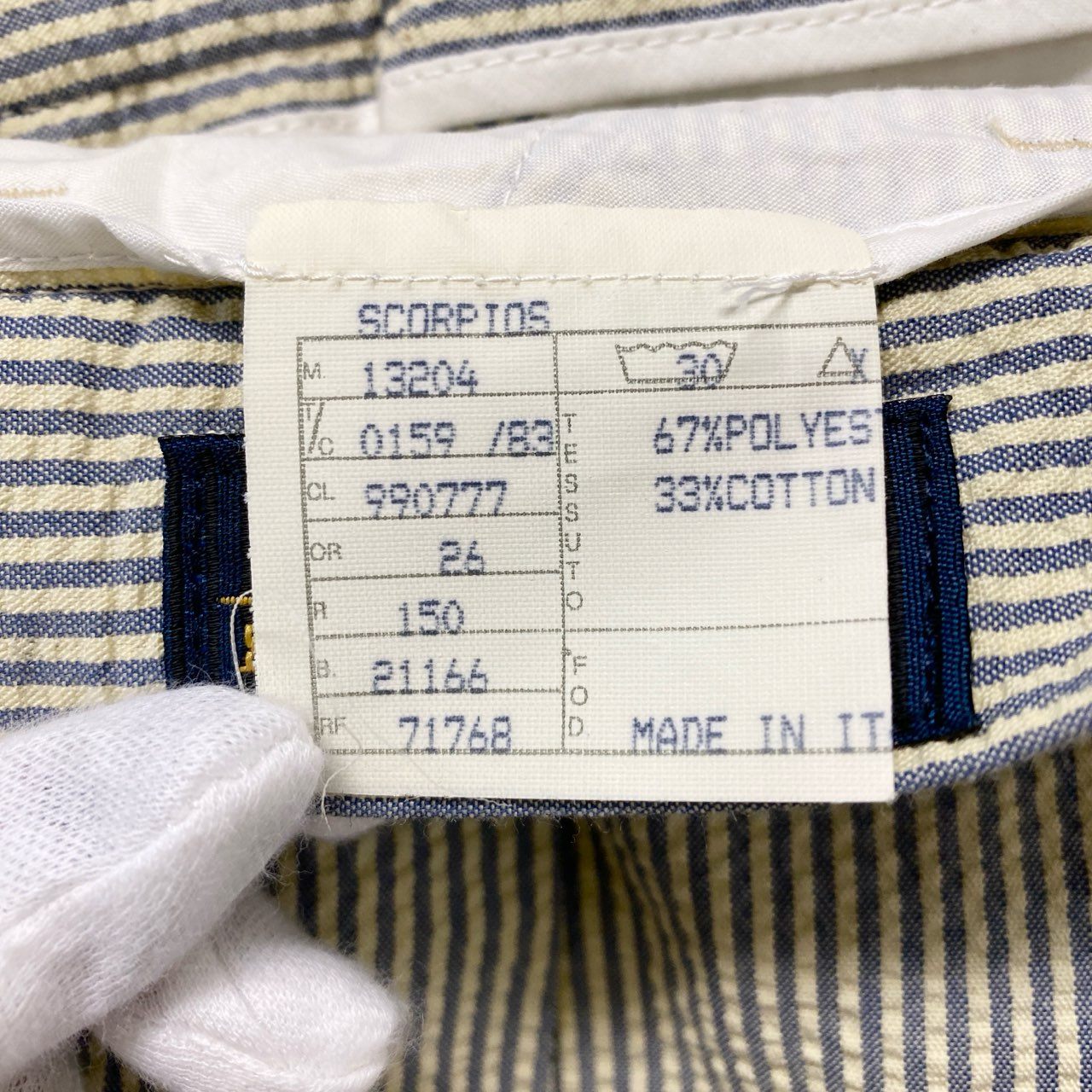 61c6 【美品】Giad's SPORT ジャブス ハーフパンツ ボトムパンツ シアサッカー ストライプ 13204 52サイズ アイボリー ブルー メンズ 男性用u02t