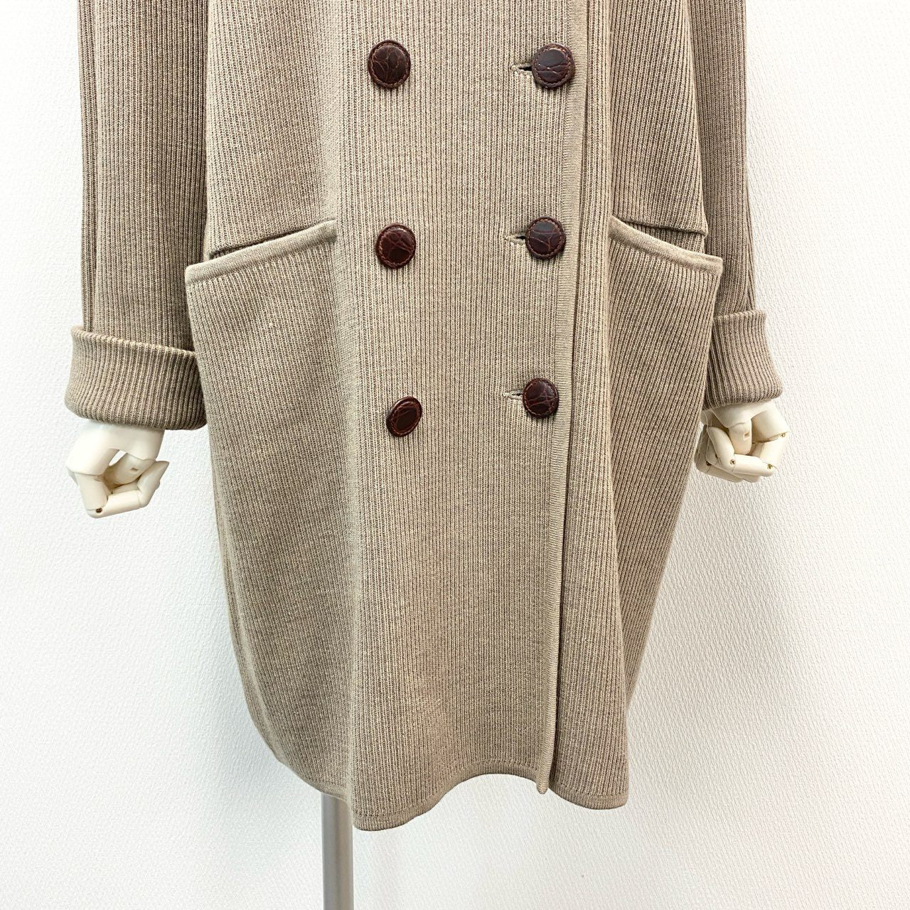 5i12 FOXEY BOUTIQUE フォクシー ブティック ヌートリアファー ニットコート ロングニットカーディガン F ブラウン系 レディースu02t