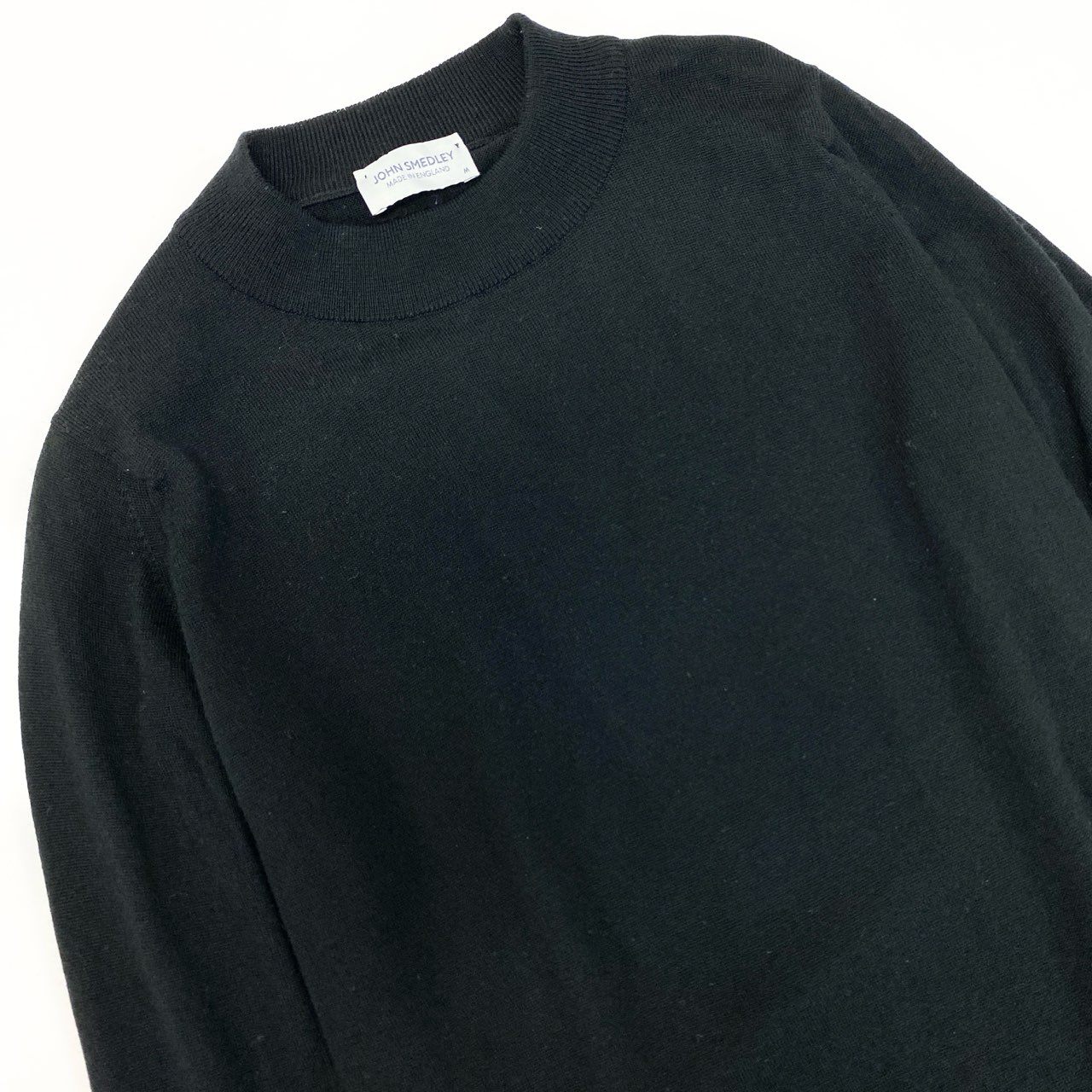 86j20 JOHN SMEDLEY ジョンスメドレー ボトルネック ハイゲージニット セーター トップス サイズM ブラック ウール レディース 英国製u02t