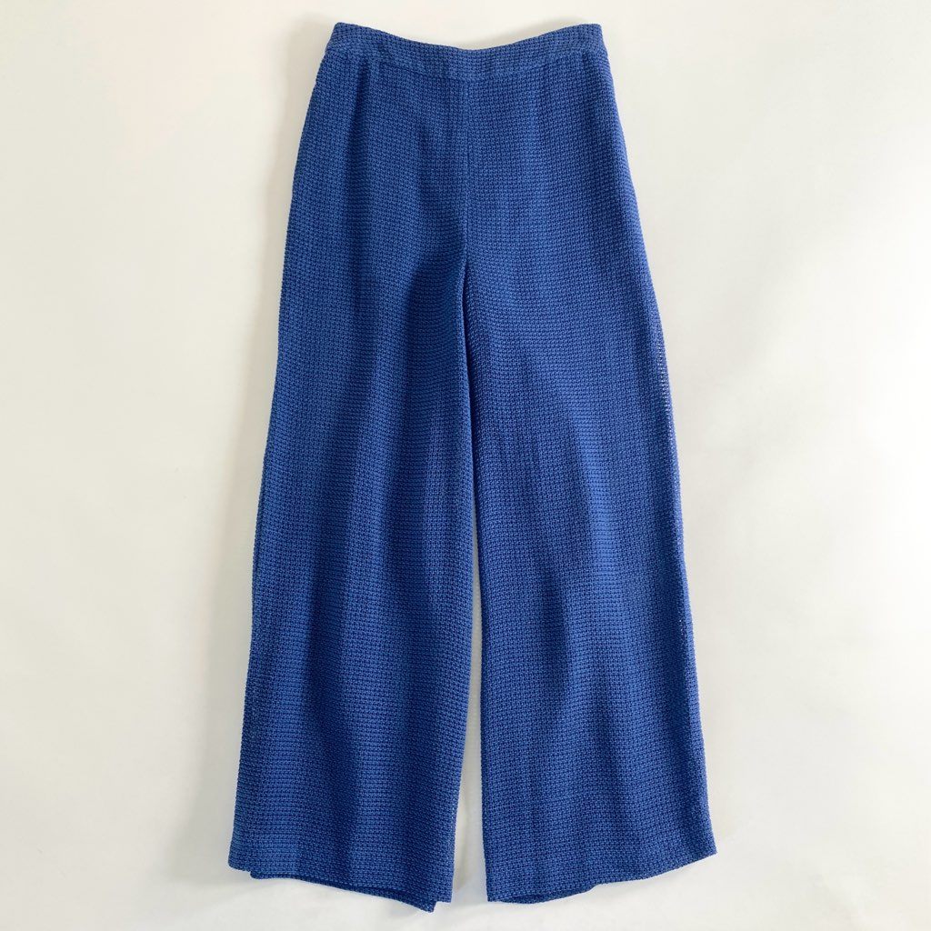 32d5 《未使用》 定価¥41,800 Ron Herman ロンハーマン コットンニット メッシュパンツ XS ブルー ボトムス タグ付き