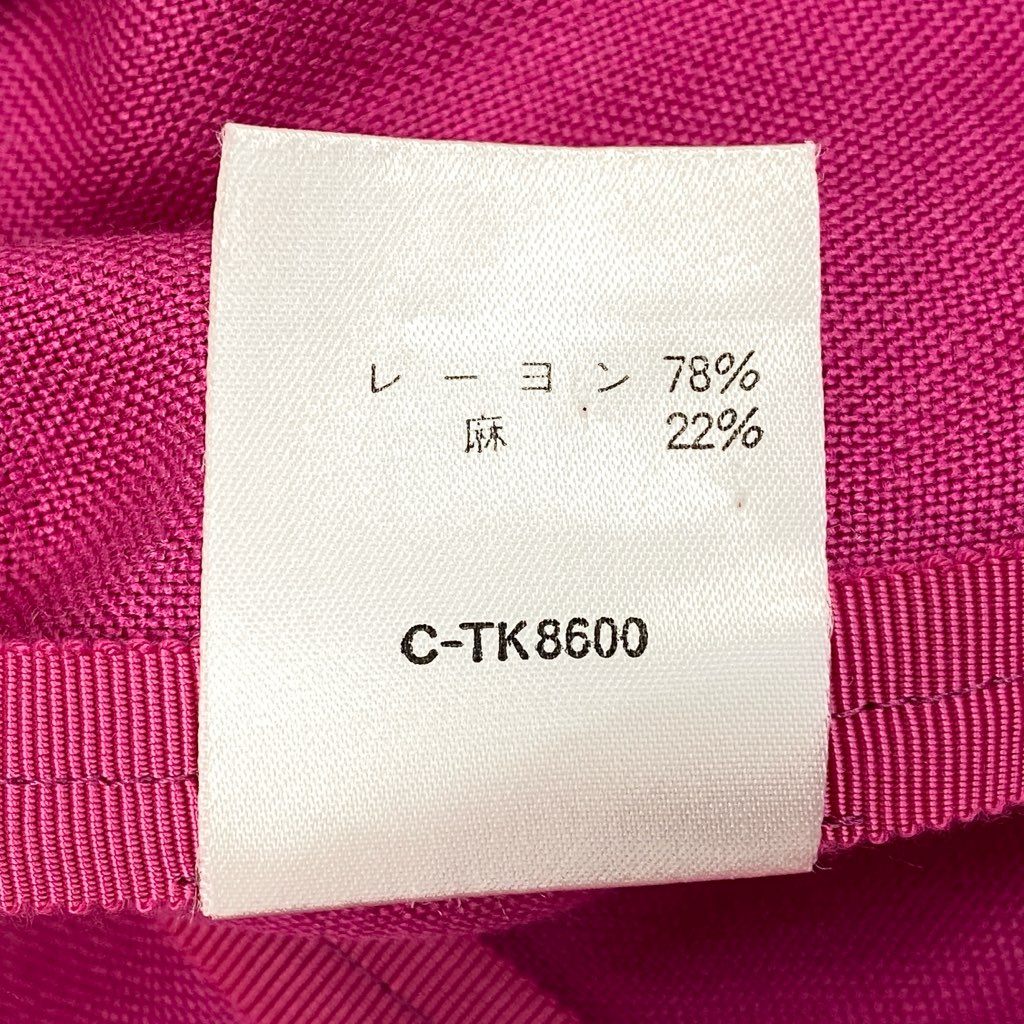 63d8-6 Thierry mugler ティエリー ミューグレー 半袖ジャケット/スカート スーツ セットアップ 変形デザイン サイズ7AR/60-88 ピンク レーヨン リネン レディース 日本製