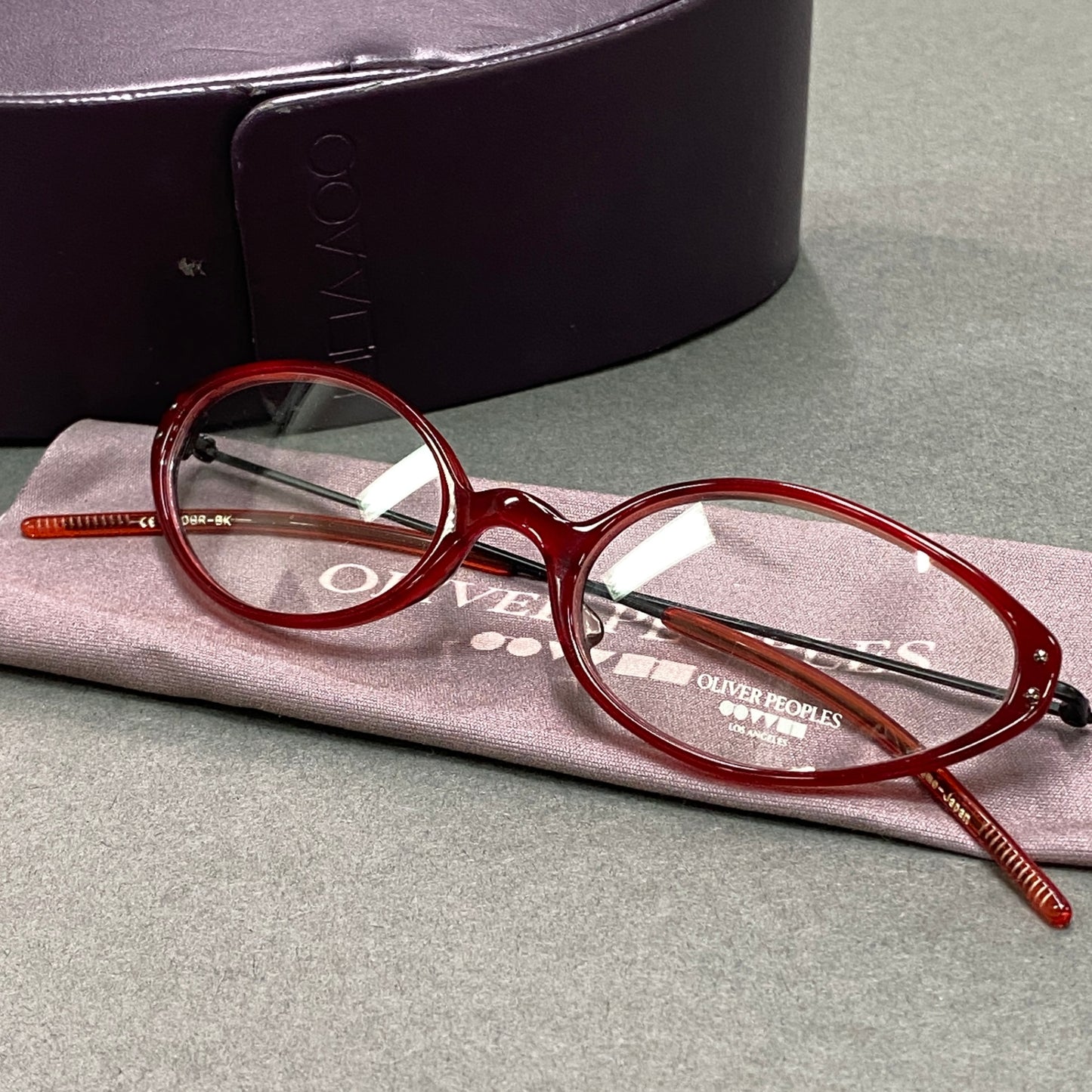 g29《美品》 OLIVER PEOPLES オリバーピープルズ CUOBR アイウェア 眼鏡 メガネ レッド Frame Japan ハードケース付き