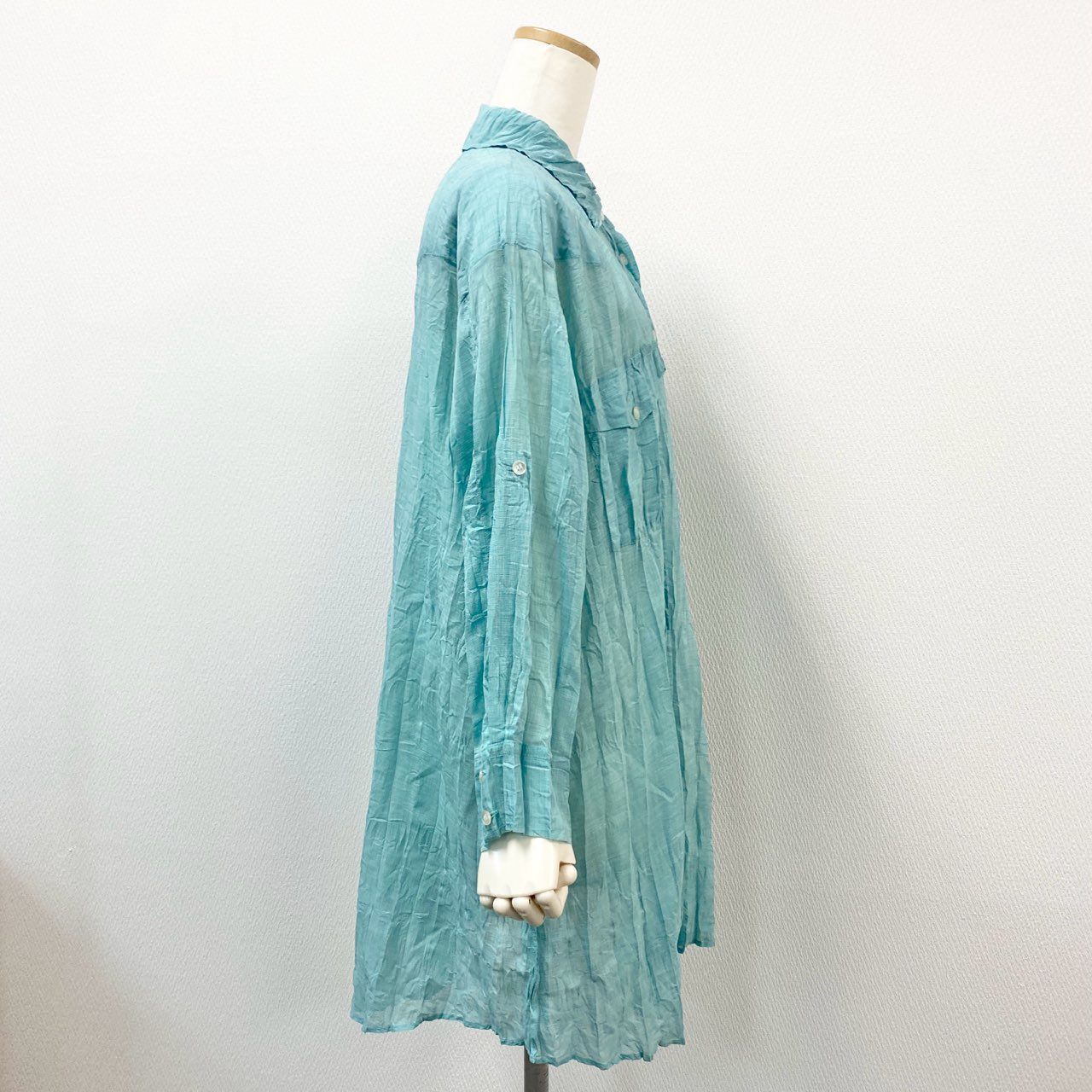 45h26 PLEATS PLEASE ISSEY MIYAKE プリーツプリーズ イッセイミヤケ 日本製 プリーツ加工 長袖シャツ ロングスリーブ 大きいサイズ PP21-PJ472 4 グリーン レディースo07t
