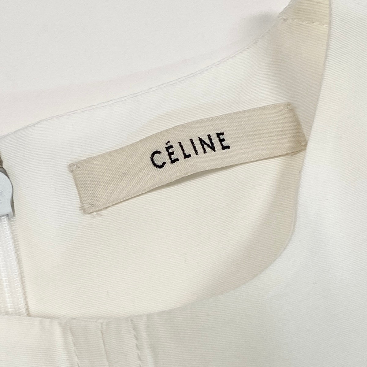 Ee25 CELINE セリーヌ ファイロ フィービー期 チュニック丈 とろみブラウス 5分袖 サイズ36 ホワイト レディース 女性服k02ik02i