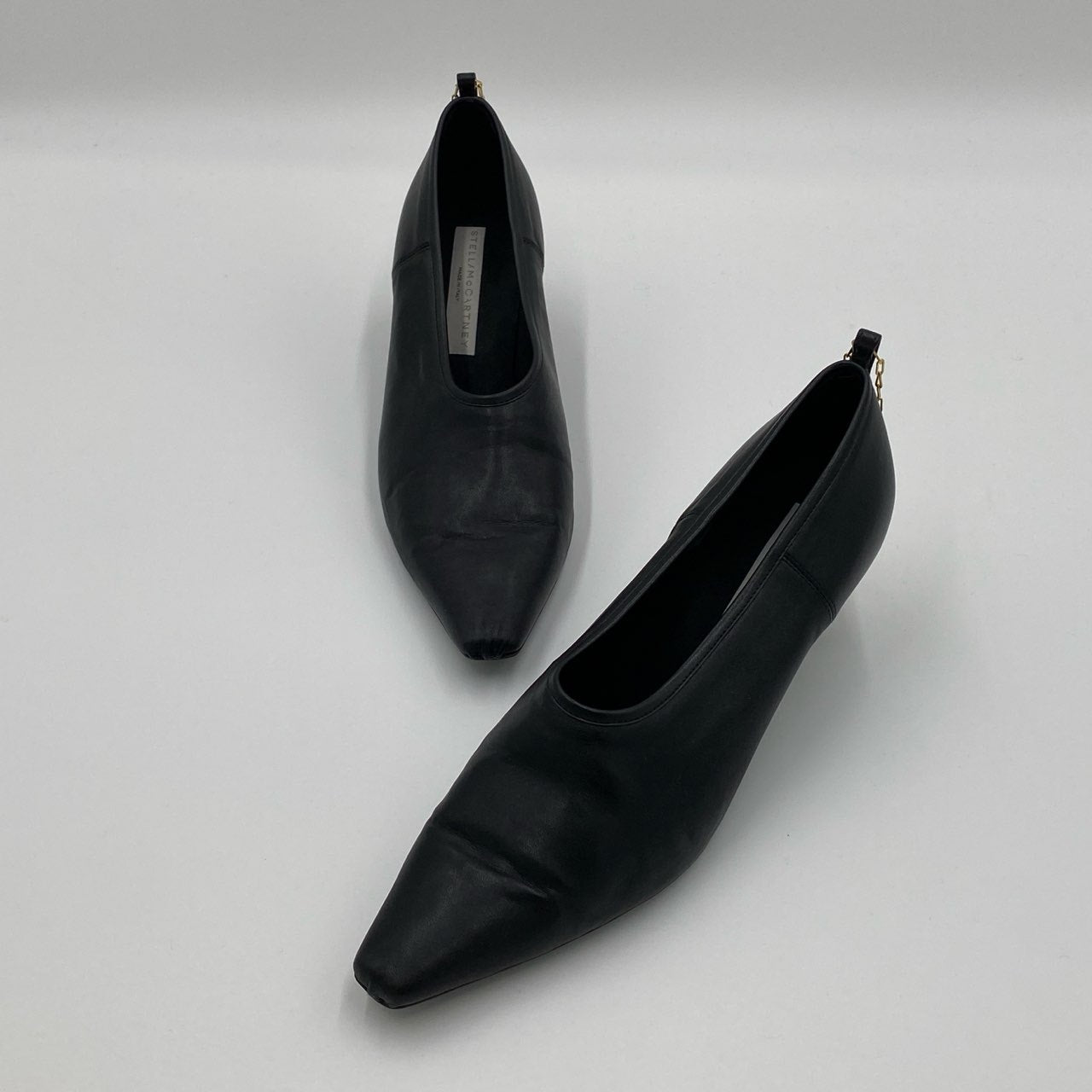 1h7 STELLA McCARTNEY ステラマッカートニー ゴールドチェーンストラップ パンプス サイズ36 ブラック エコレザー レディース シューズ 靴k02i