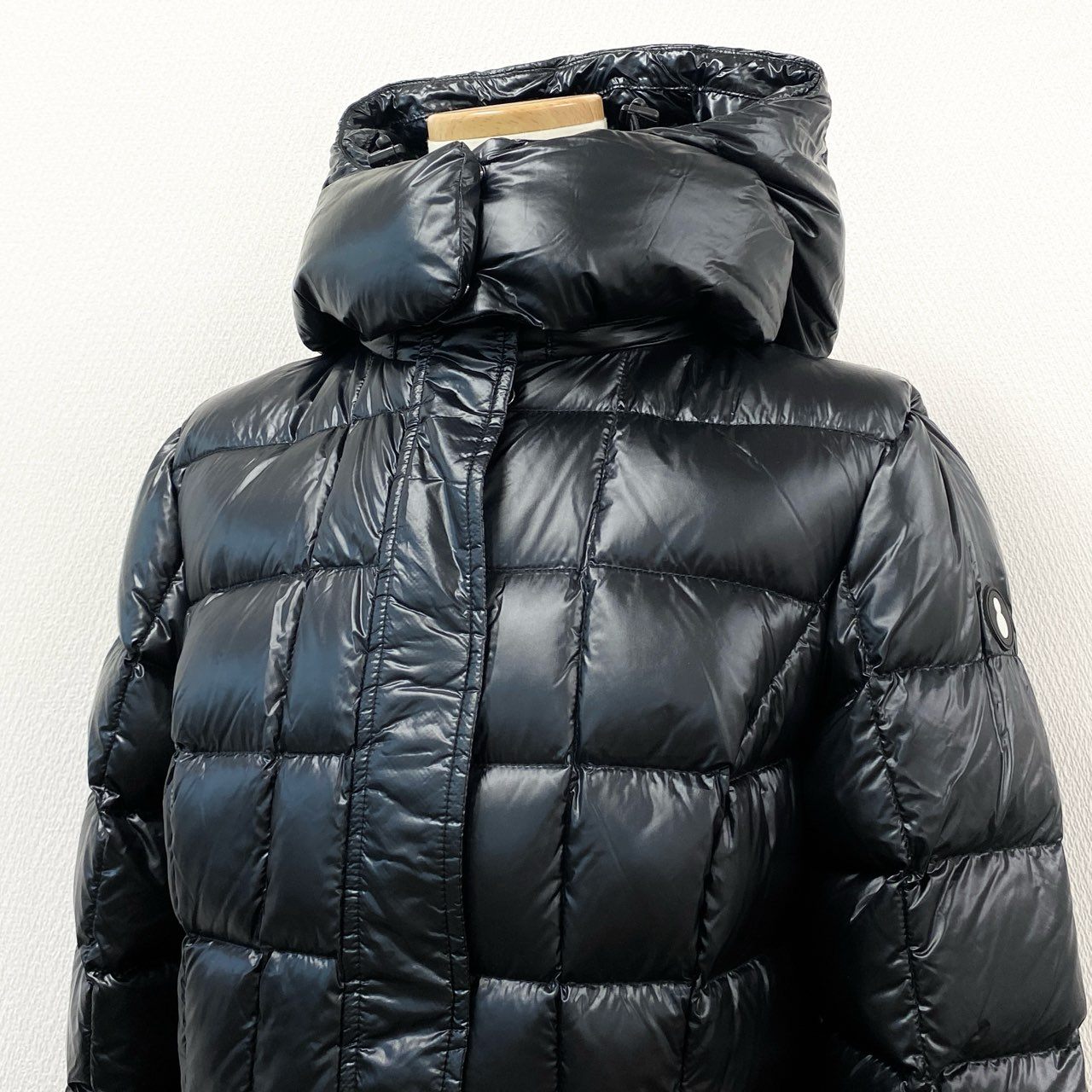 62g24 《未使用》 SNOWMAN NEW YORK スノーマン ニューヨーク レイヤード ダウンコート アウター 軽量ダウン フード付き 65S058 サイズS ブラック ナイロン レディース アウター_