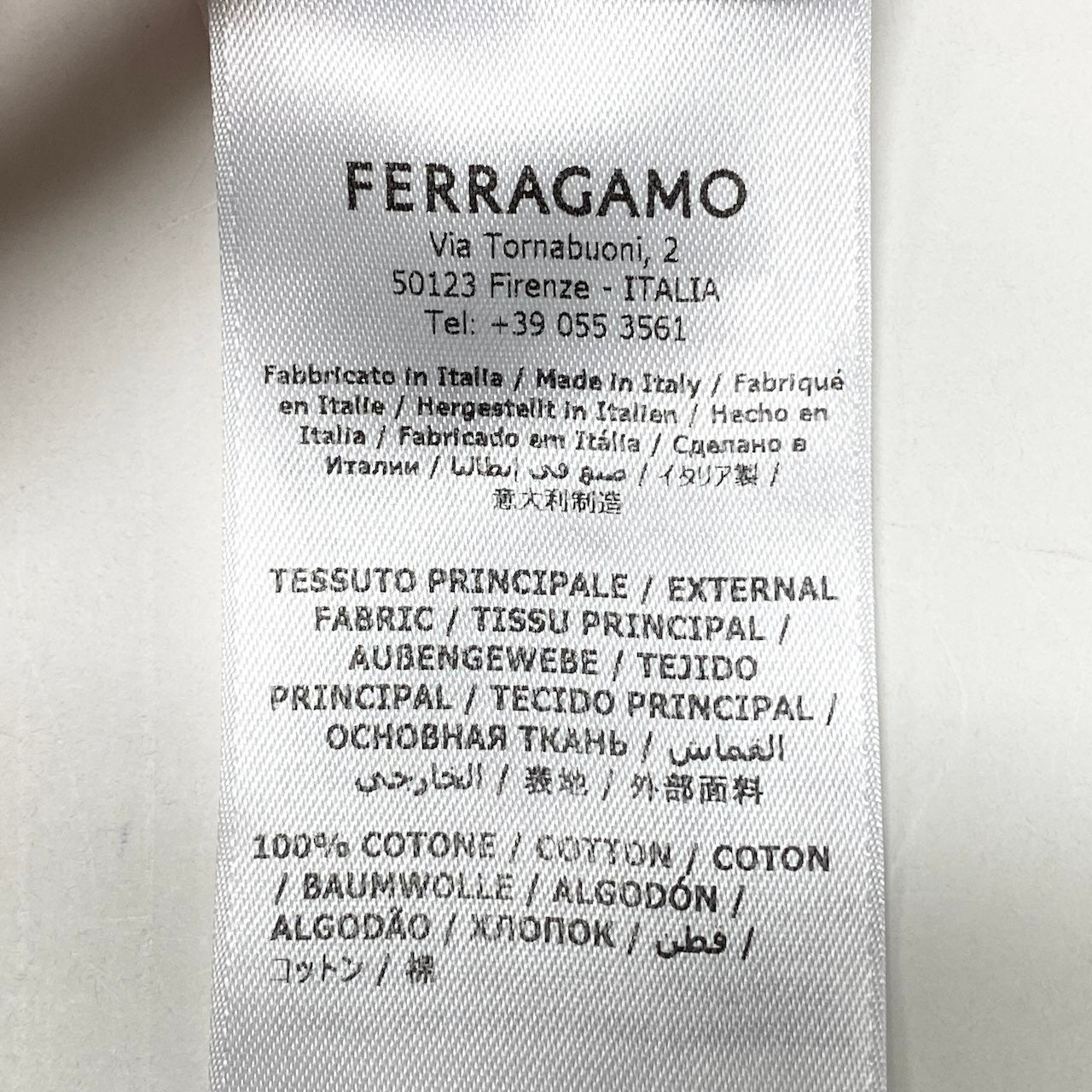 80e1 FERRAGAMO フェラガモ フロントクロス ロングスリーブシャツ コットンシャツ サイズ38 ホワイト コットン100% レディース 女性服u02t