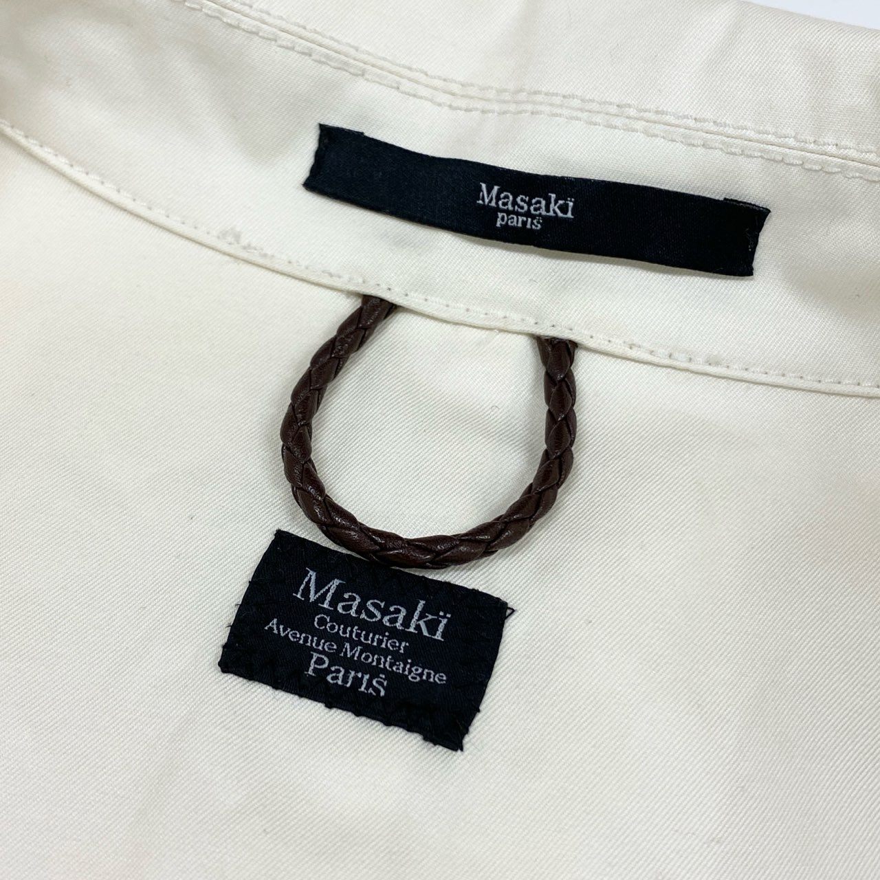 23l14 フランス製 Masaki Matsushima マサキマツシマ スプリングコート トレンチコート ベルテッドコート サイズ50 ホワイト コットン100% メンズ 紳士服