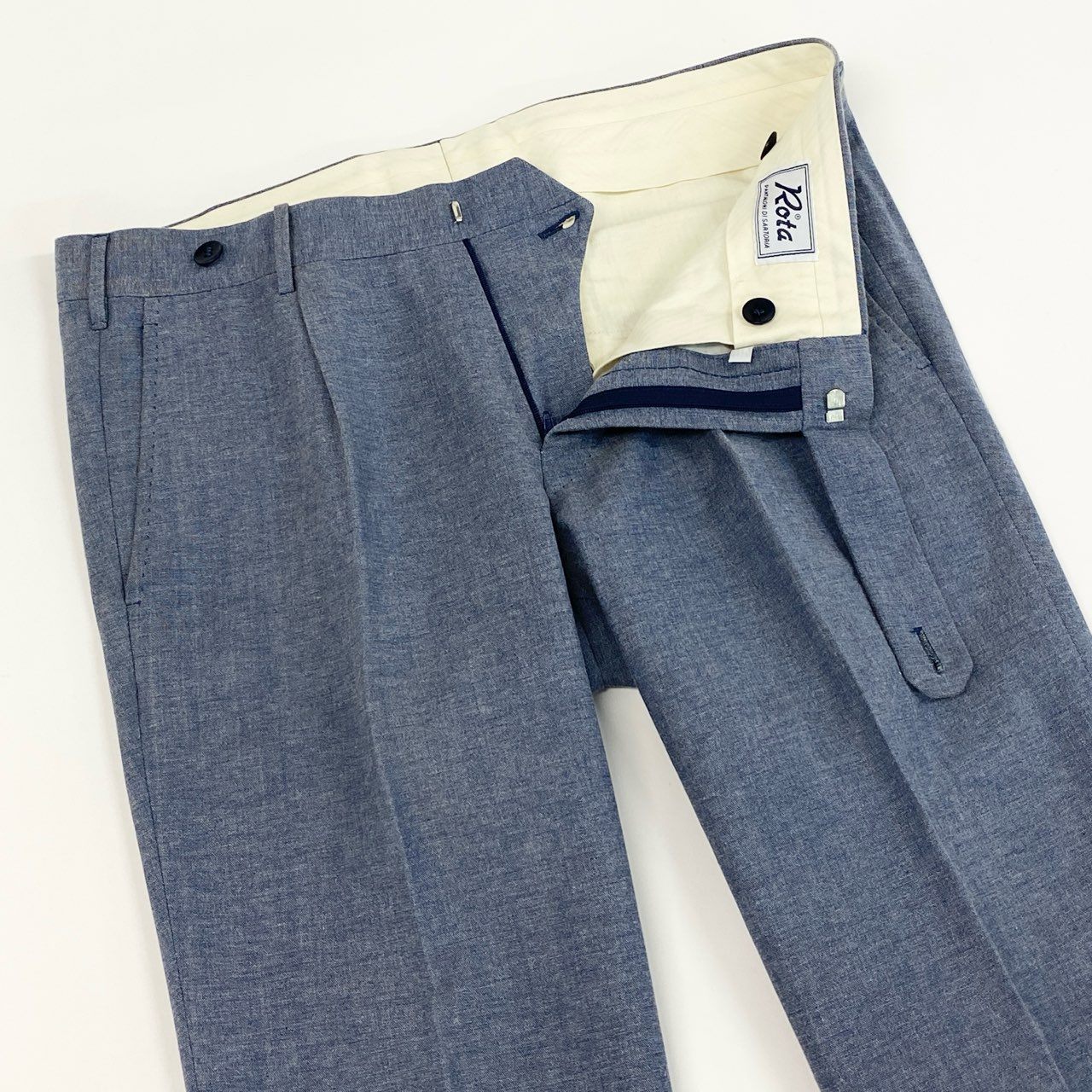 28f14 Rota PANTALONI DI SARTORIA ボトム メンズパンツ コットンウール イタリア製 カジュアル テーパード メンズ 男性用 48 ブルー