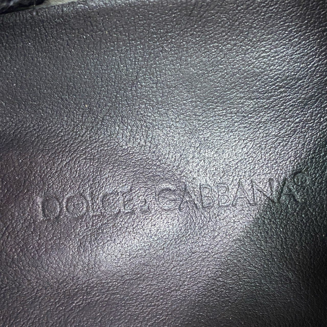 6b17 DOLCE&GABBANA ドルチェアンドガッバーナ レザーローカットスニーカー 9 ブラック Leather ロゴ型押し スエード シューズ D&G ドルガバ