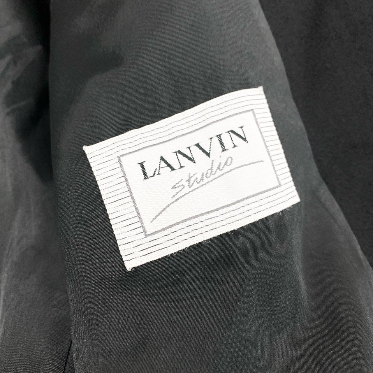 59h28 LANVIN ランバン 総カシミヤ カシミヤ100 ダウブルプレスト ロングコート チェスターコート ピークドラペル 50 ブラック カシミア メンズo07t
