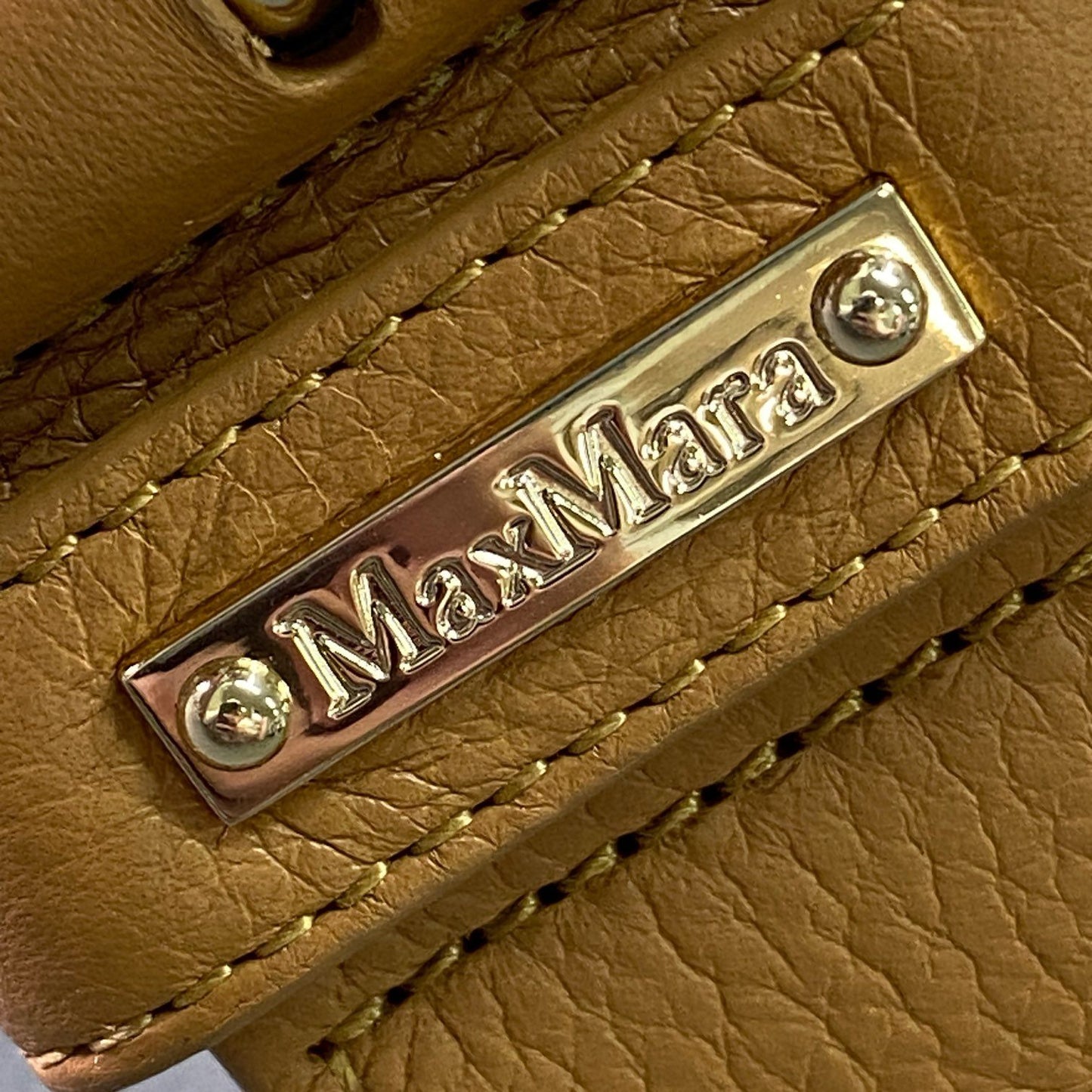e8 《美品》 Max Mara マックスマーラ 編み込み レザーベルト S ブラウン ゴールド Leather イントレチャート