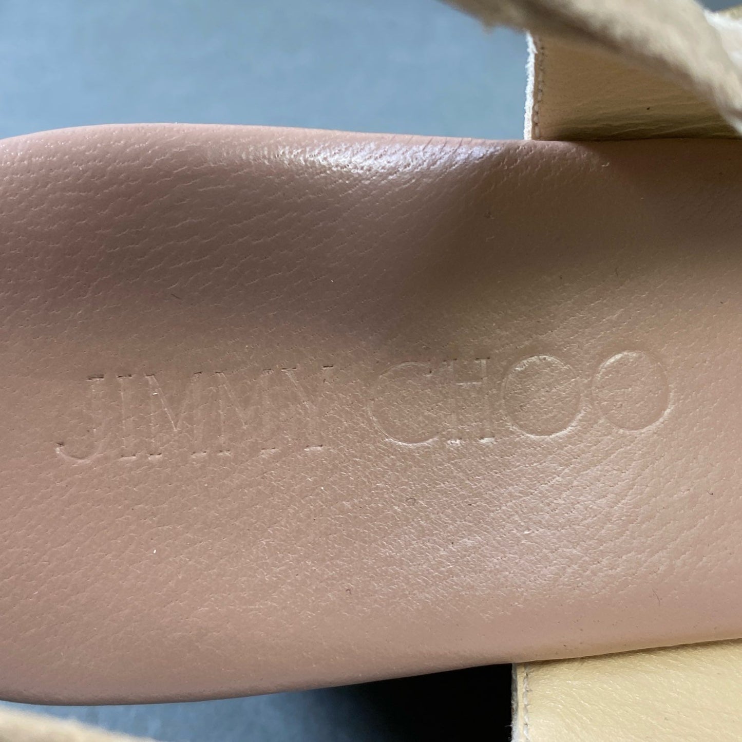 9g9 《美品》 JIMMY CHOO ジミーチュウ ウェッジソール スタースタッズサンダル 37 ベージュ スエードレザー 厚底 シューズ