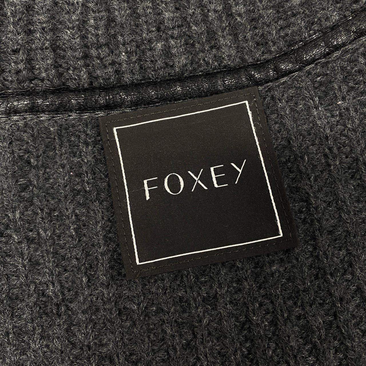 46e9 FOXEY フォクシー ウールニット ボーイズクールコート ロングニットカーディガン サイズM グレー レディース アウター コート