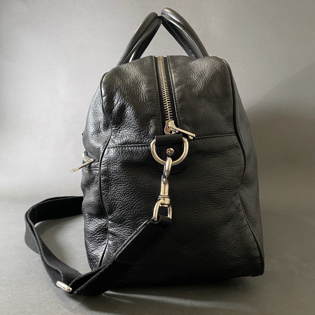Dh3 DOLCE&GABBANA ドルチェアンドガッバーナ 2way レザーバッグ トートバグ ショルダーバッグ ロゴプレート ブラック レザー
