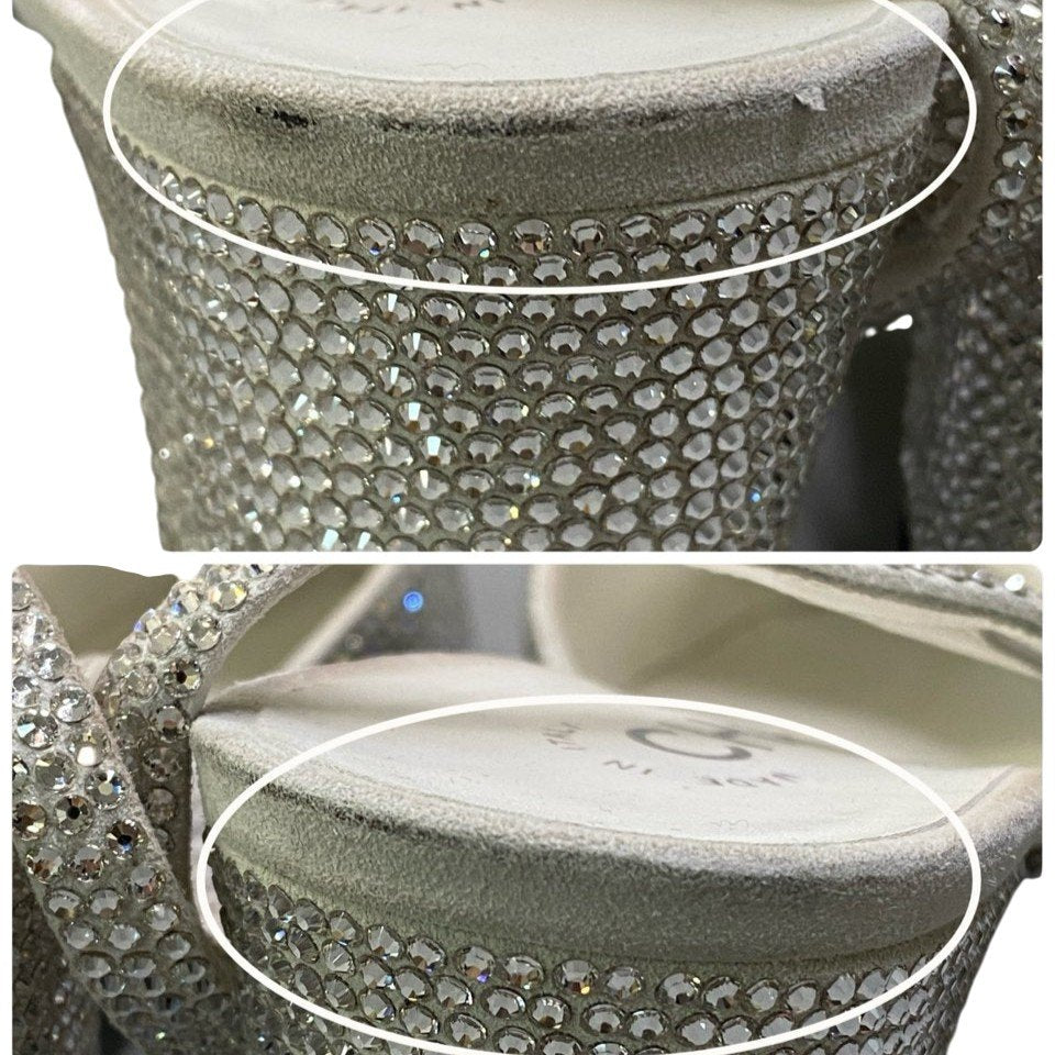 b13《美品》 CHANEL シャネル スリングバック ラインストーン ココマーク ヒールパンプス G31318 38 シルバー ブラック レディースta1